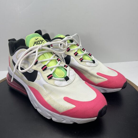 Nike Air Max 270 Running Shoes Women Size 9 React Hyper Pink  Neon White Lace up - Picture 2 of 12